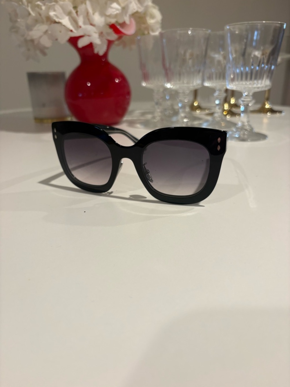 Isabel Marant Black Cat-Eye Sunglasses with Gradient Lenses